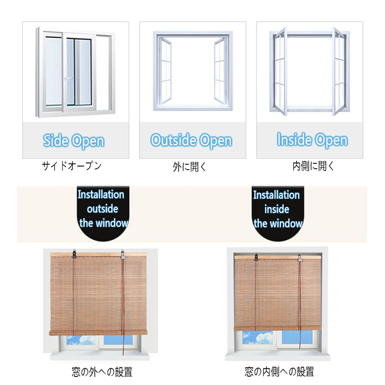 Blackout Roller Window Shades - 60x80cm/24