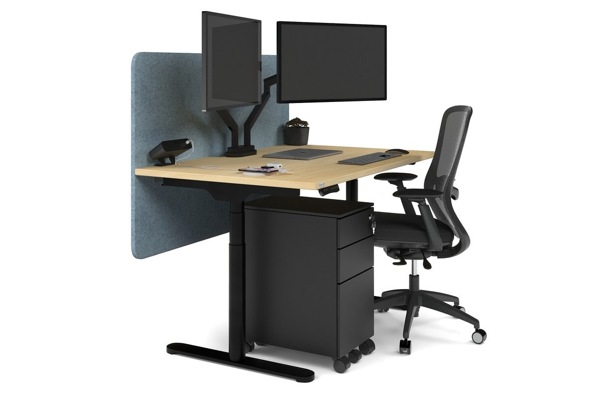 Flexi Premium Height Adjustable Single Workstation Desk - 1200L x 800W with Cable Management Scallop | Ergonomic Standing Desk for Home Office & Workspace