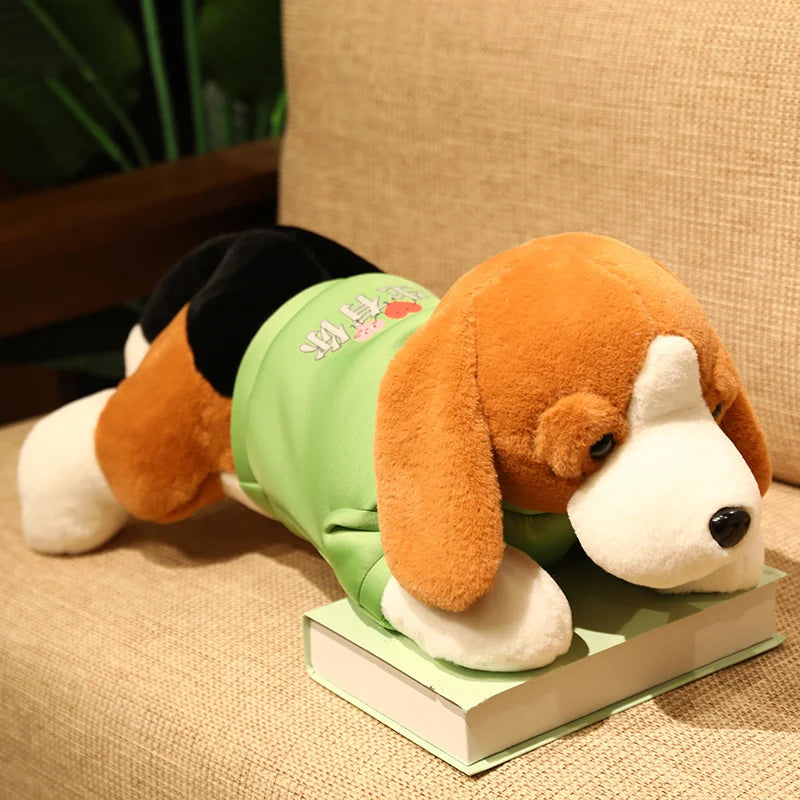 40-80CM Kawaii Stuffed Beagle Plush Toy - Soft Lying Puppy Dog with Outfit, Cute Animal Pillow Doll for Kids, Baby Girls Birthday Gift - Perfect for Nursery Decor, Cuddling & Gift Giving