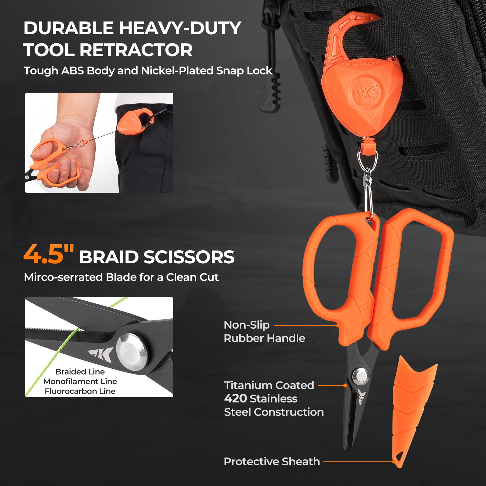 **KastKing SteelStream 6-Piece Fishing Tool Kit – Corrosion-Resistant Fishing Pliers, Fillet Knife, Floating Fish Lip Gripper, Braid Scissors & Tool Retractor – Perfect Fishing Gifts for Men – Ideal for Saltwater & Freshwater Fishing**