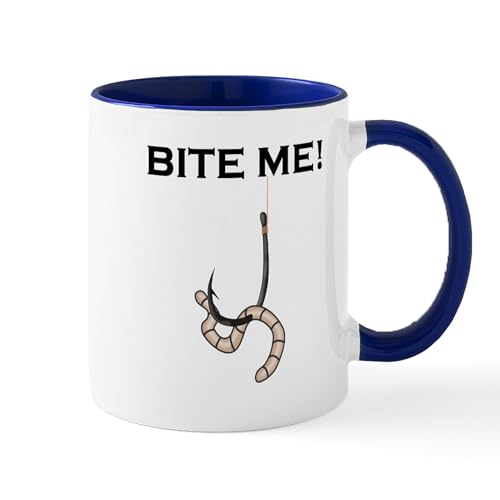 White/Navy Inside - Bite Me! Mugs