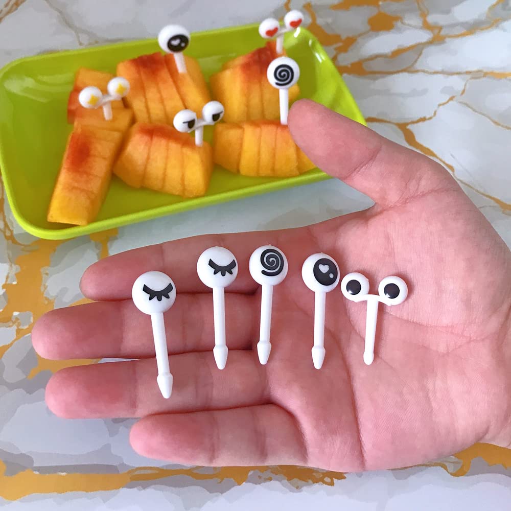 20-Piece Bento Box Fruit Picks Set - Cute Animal Eye Toothpicks for Kids Lunchbox, Sandwiches, Fruit, Melon Balls - Fun Food Decorations for School Lunches, Parties & Picnics