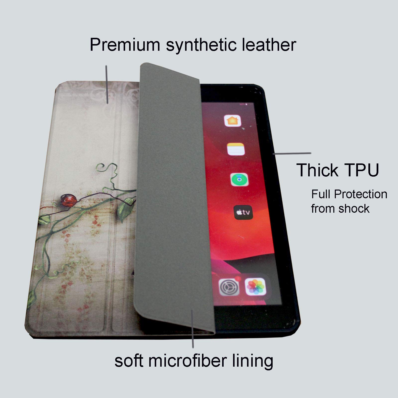 Shockproof Trifold Stand Smart Case for iPad Air 5th Gen 2022 & Air 4th Gen 2020 (10.9 inch) - Protective Cover for Models A2588 A2589 A2591 A2316 A2324 A2072 | Butterfly Flower Design | Perfect for Work, Study & Travel