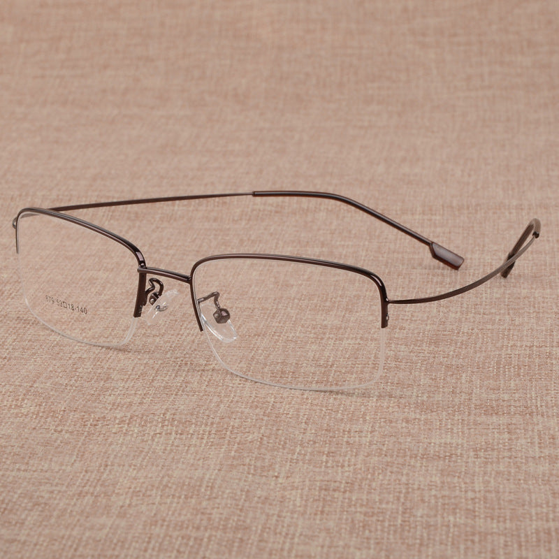 Bclear Men's Eyeglasses - Large Frame Titanium Alloy Semi-Rimless Glasses S879 for Business & Casual Wear