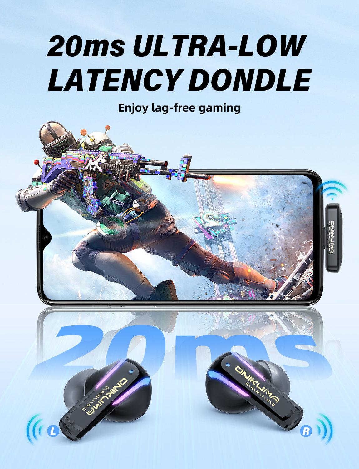 ONIKUMA T27 2.4G Wireless Gaming Earbuds with ENC Mic - Low Latency Bluetooth Earbuds for PC, PS5, Switch, Mobile Gaming - Perfect for Competitive Gaming & Work Calls