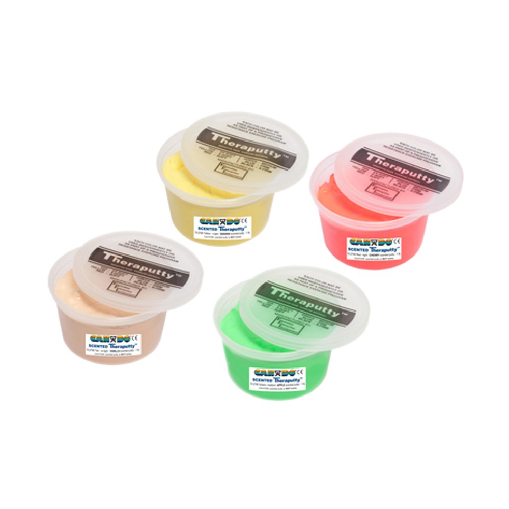 **Cando Scented Theraputty - 1 lb 4-Piece Set (Tan, Yellow, Green, Red) - Hand Therapy Putty for Strength & Rehabilitation - Ideal for Occupational Therapy, Stress Relief & Finger Exercises**