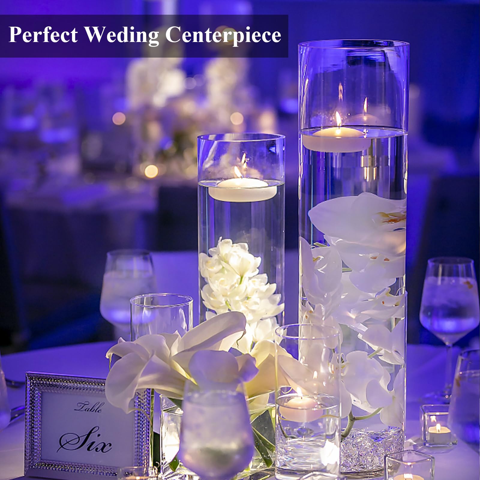 48 Unscented White Floating Candles (2 Inch) - Long Lasting Elegant Tea Lights for Birthday Wedding Party Decorations - Perfect for Pool, Bathtub, Vase & Centerpiece Displays
