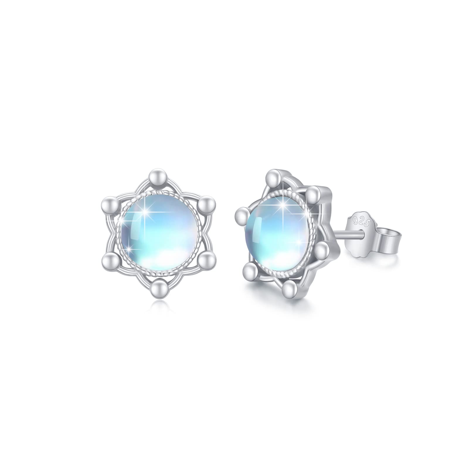 Moonstone Drop Earrings for Women - 925 Sterling Silver Moon Star Dangle Earrings | Elegant Jewelry Gift for Girls & Women | Perfect for Weddings, Parties & Everyday Wear
