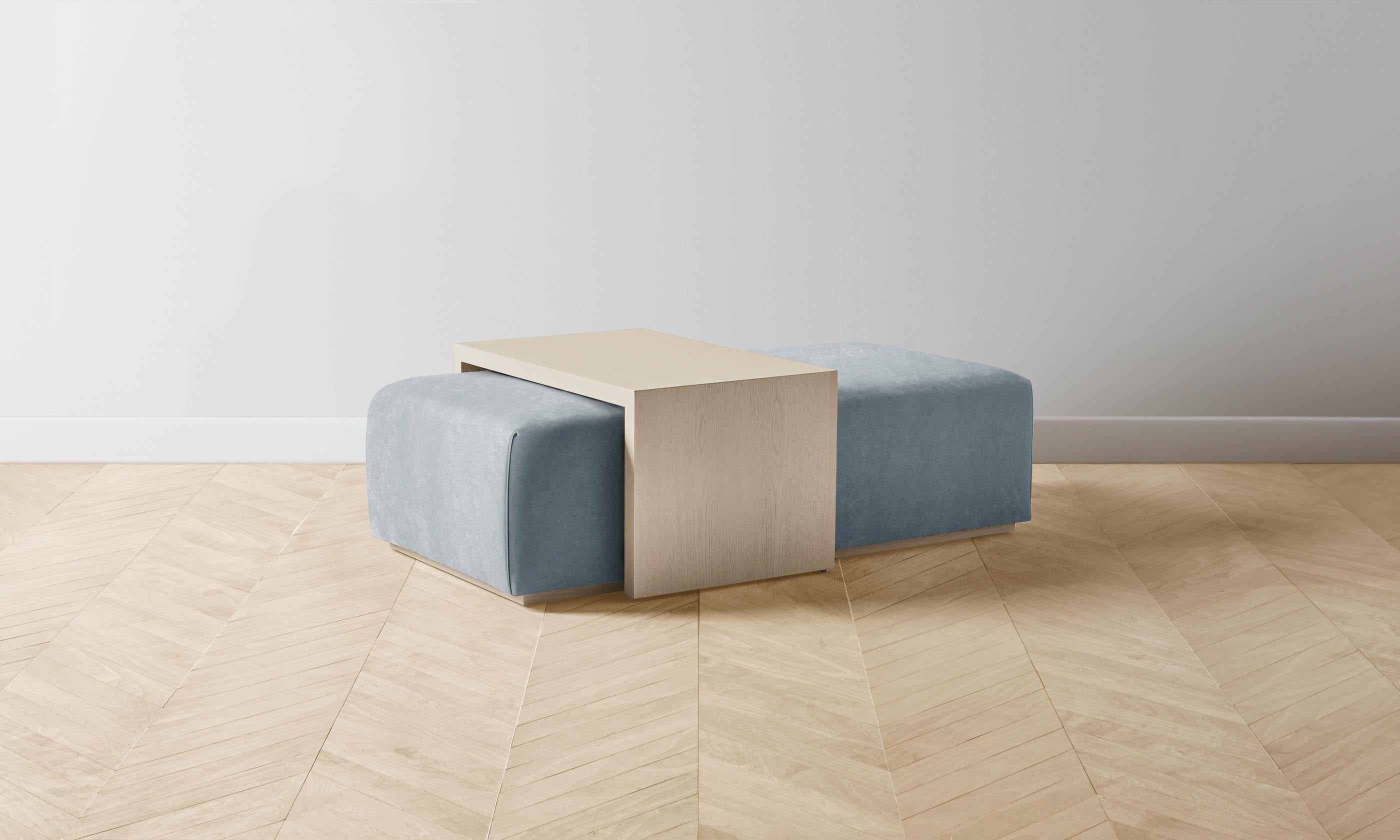 The Bowery Ottoman - Luxe Performance Velvet in Sky Blue - Perfect for Living Room, Bedroom & Home Decor
