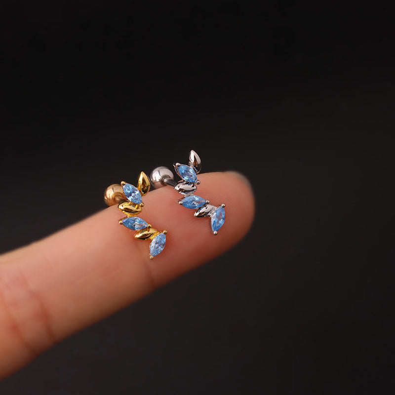 16G Cartilage Stud Earrings - Long Curved Flat Back Earrings for Women | HSPJ722 | Perfect for Daily Wear, Parties & Gifts