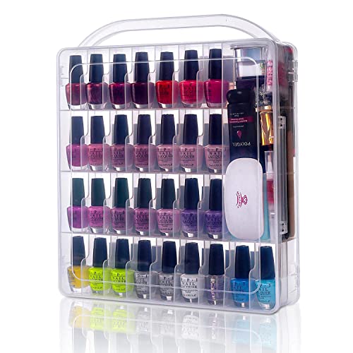 Makartt 60 Bottle Nail Polish Organizer - Clear Travel Storage Case for Gel Polish & Manicure Tools - Salon & Home Use
