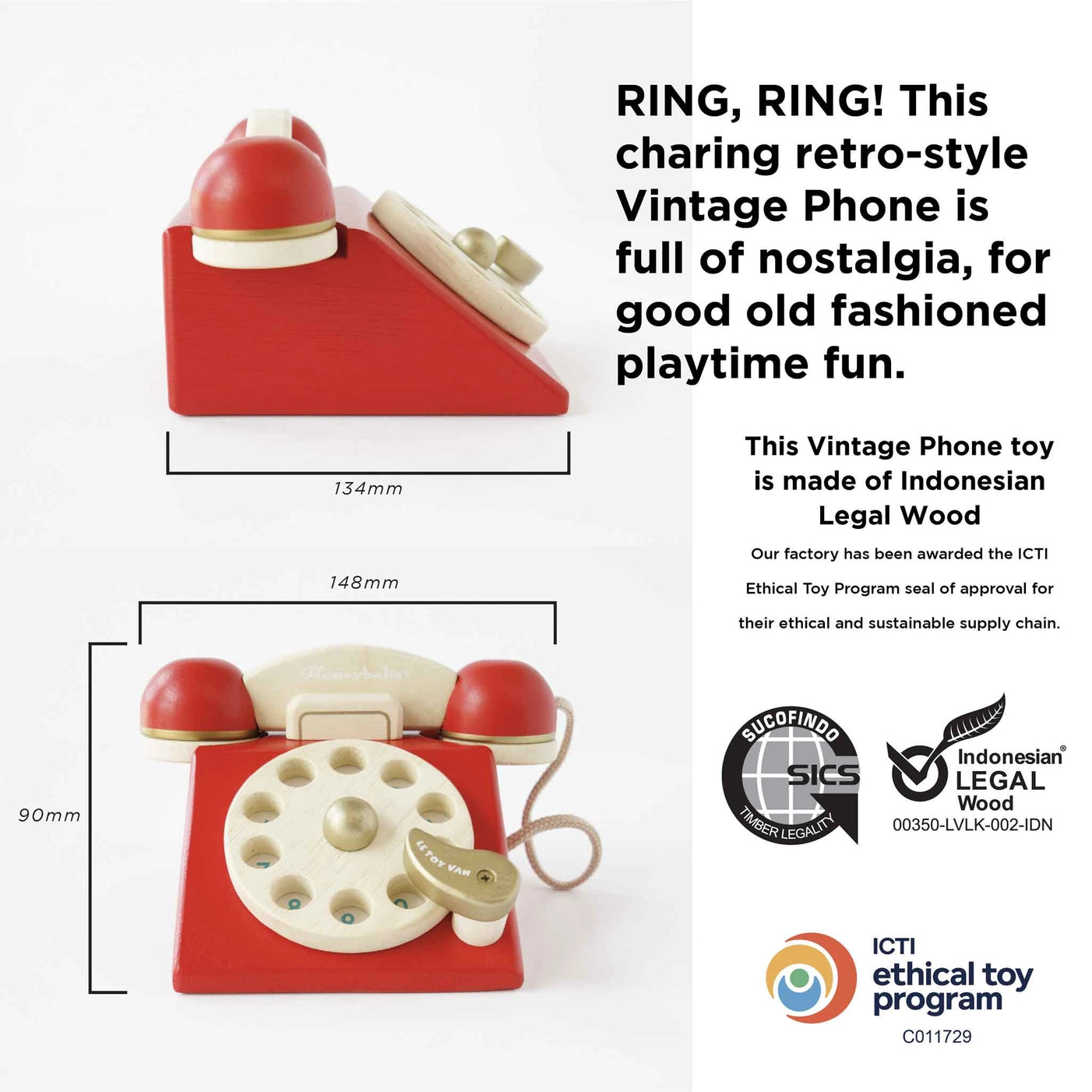 Vintage Wooden Phone Stand - Handcrafted Retro Wood Phone Holder for iPhone & Samsung - Perfect for Desk, Bedside & Home Office Decor
