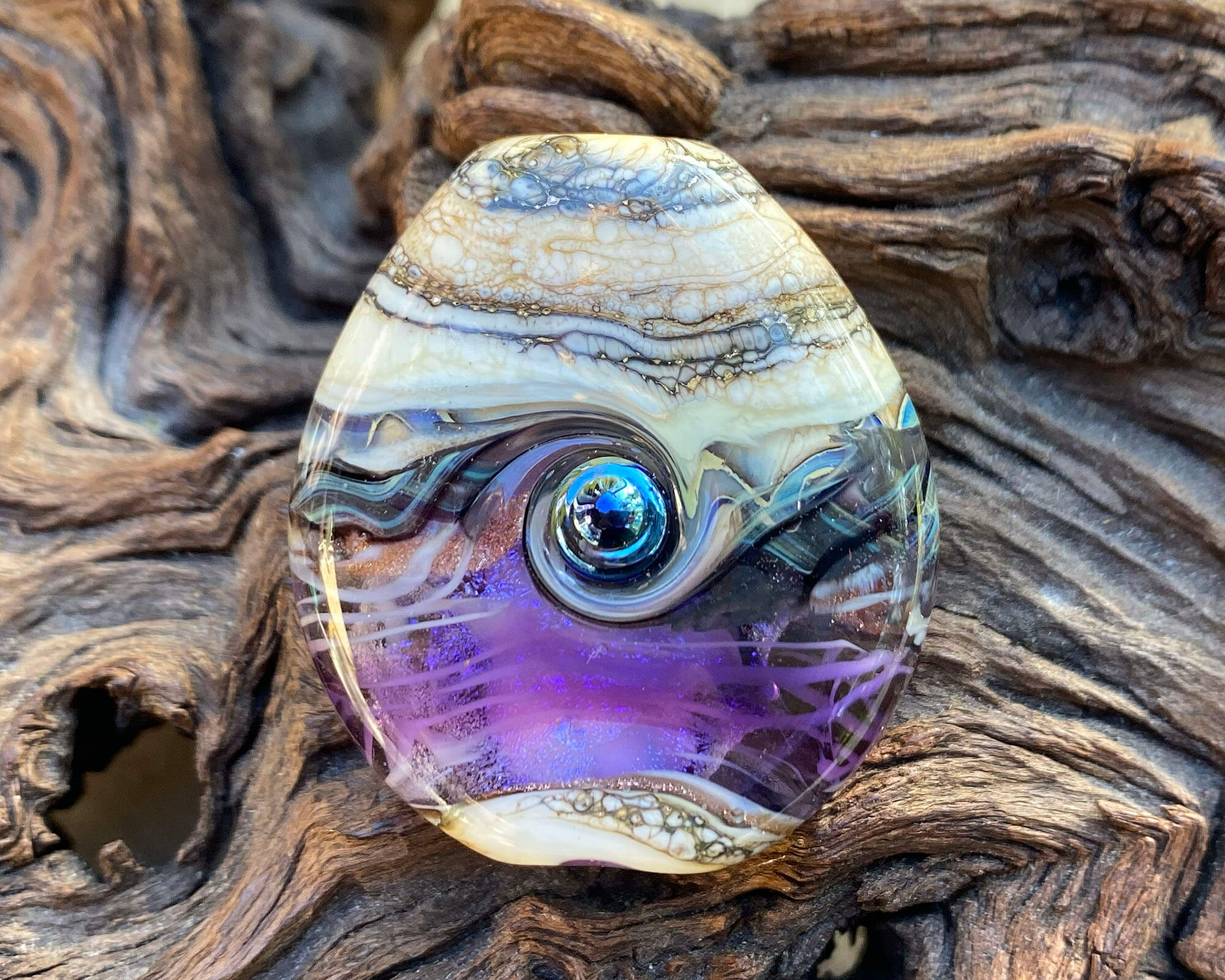 Purple Dichroic Organic Lampwork Glass Focal Bead for Jewelry Making - Handmade Artisan Bead for Necklaces, Bracelets & DIY Crafts | Perfect for Beaders and Jewelry Designers