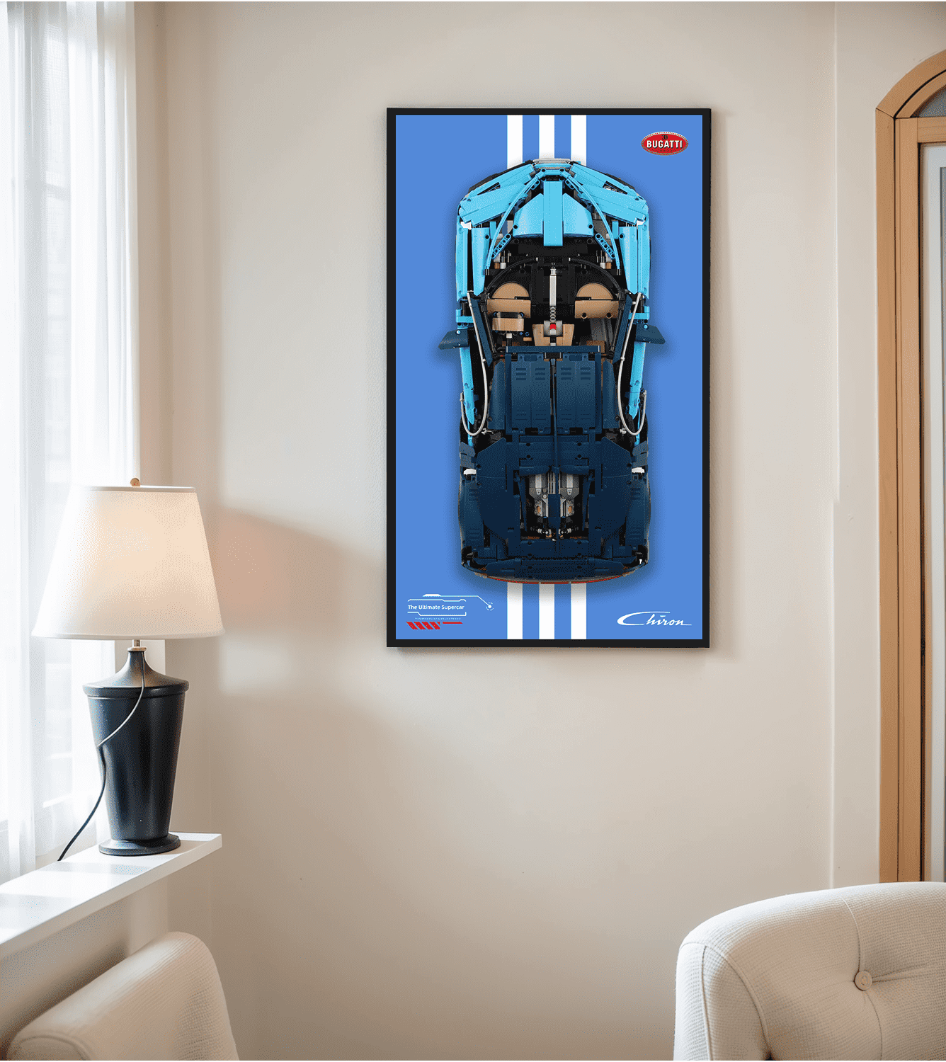 Lego 42083 Technic™ Bugatti Chiron Display Wall Frame - Showcase Your Lego Car Collection - Perfect for Home Office, Game Room, and Gift for Lego Enthusiasts