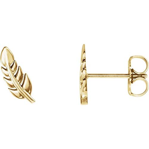 14K Yellow Gold Leaf Earrings - Dainty Nature-Inspired Jewelry for Women - Perfect for Everyday Wear, Weddings & Special Occasions