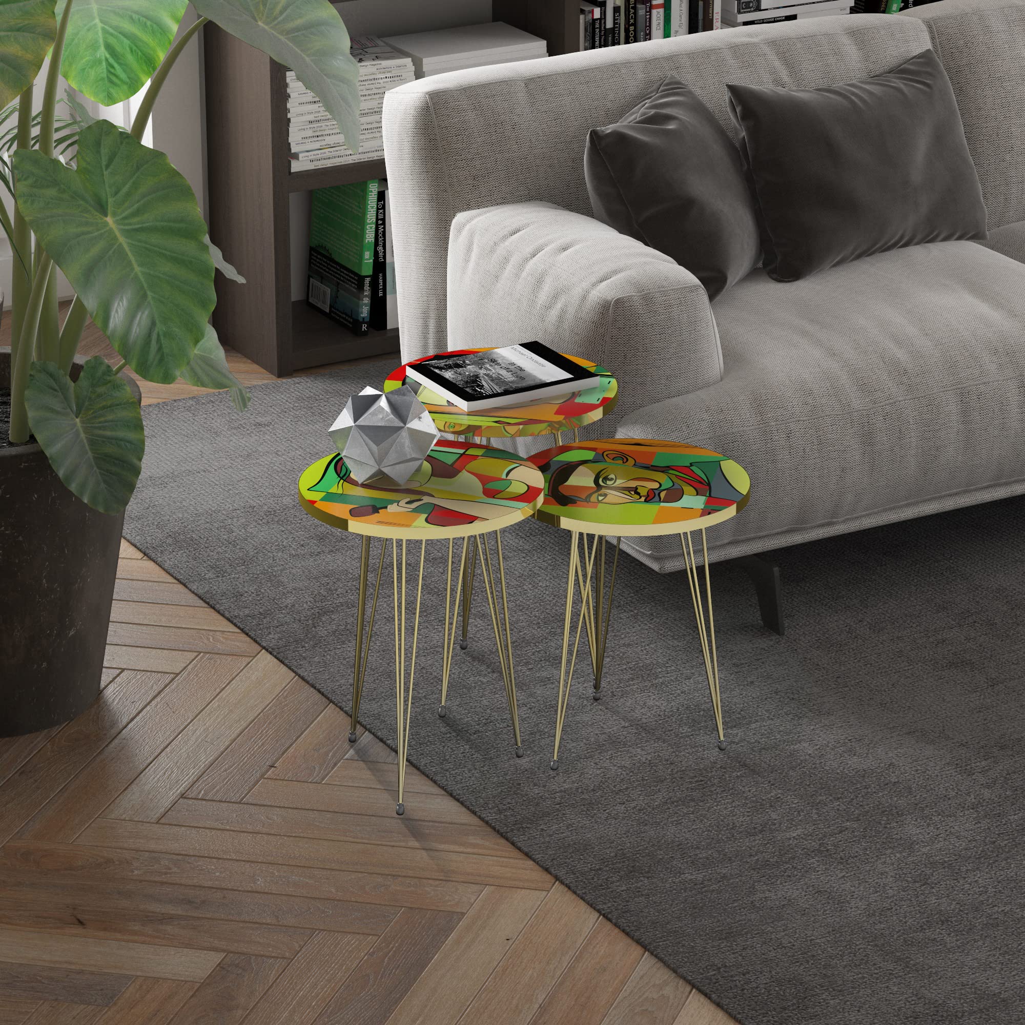 Modern Round Nesting Set of 3 Wooden Side Tables - Coffee Table & Nightstand with Woodgrain Look - Perfect for Living Room, Bedroom & Small Spaces - Multi-Functional End Tables for Home Decor