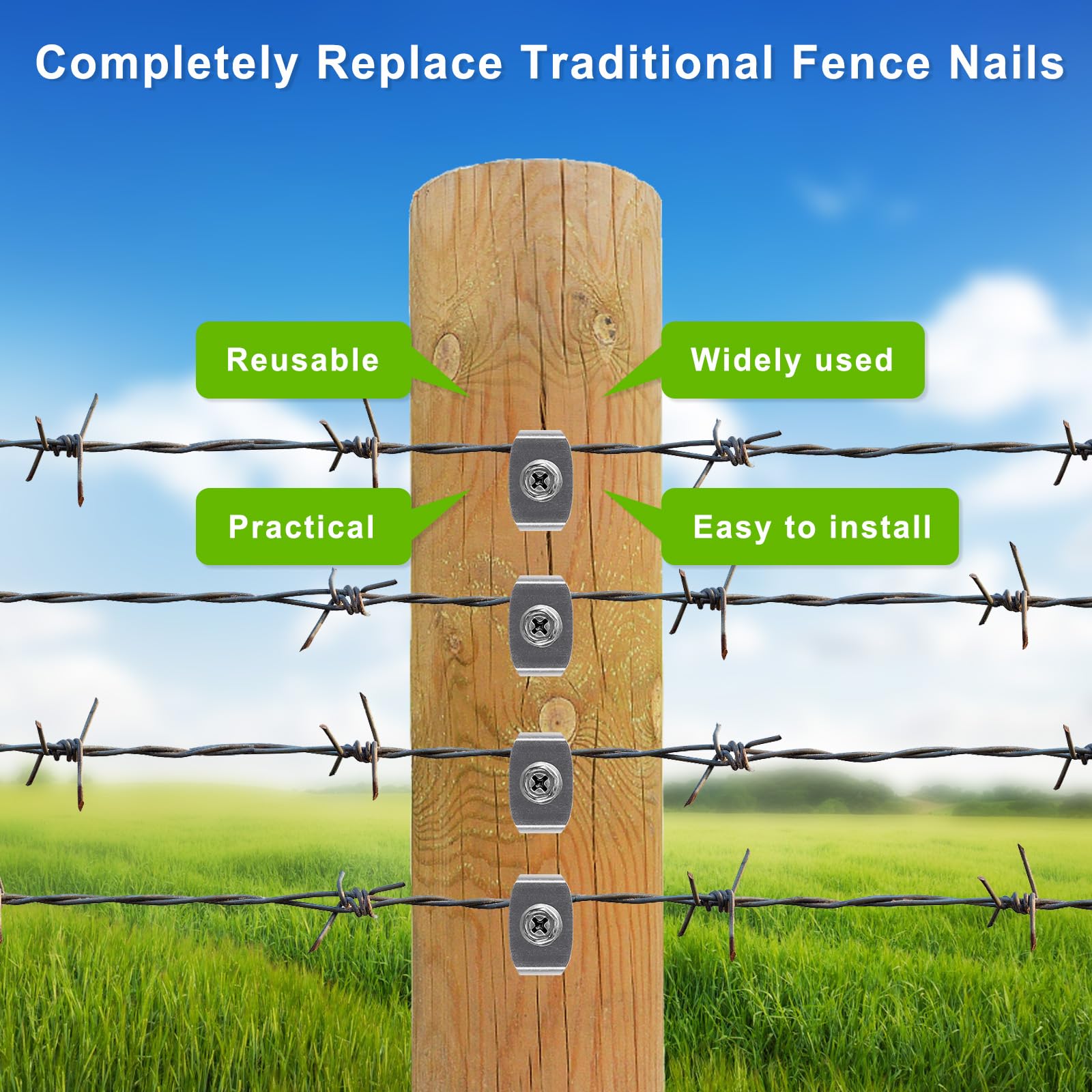 200 Pcs Stainless Steel Fence Staples - Heavy Duty Reusable Fencing Nails for Wire Mesh & Woven Fencing | Rustproof Fence Fasteners with Wire Fixer | Easy Installation & Removal with Power Drill | Perfect for Wooden Fences, Garden Fencing & DIY Projects