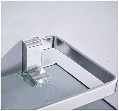 Premium Tempered Glass Bathroom Shelf - 60cm Wall-Mounted Shower Caddy, Towel Holder & Storage Organizer for Bathroom, Spa, or Dorm Room