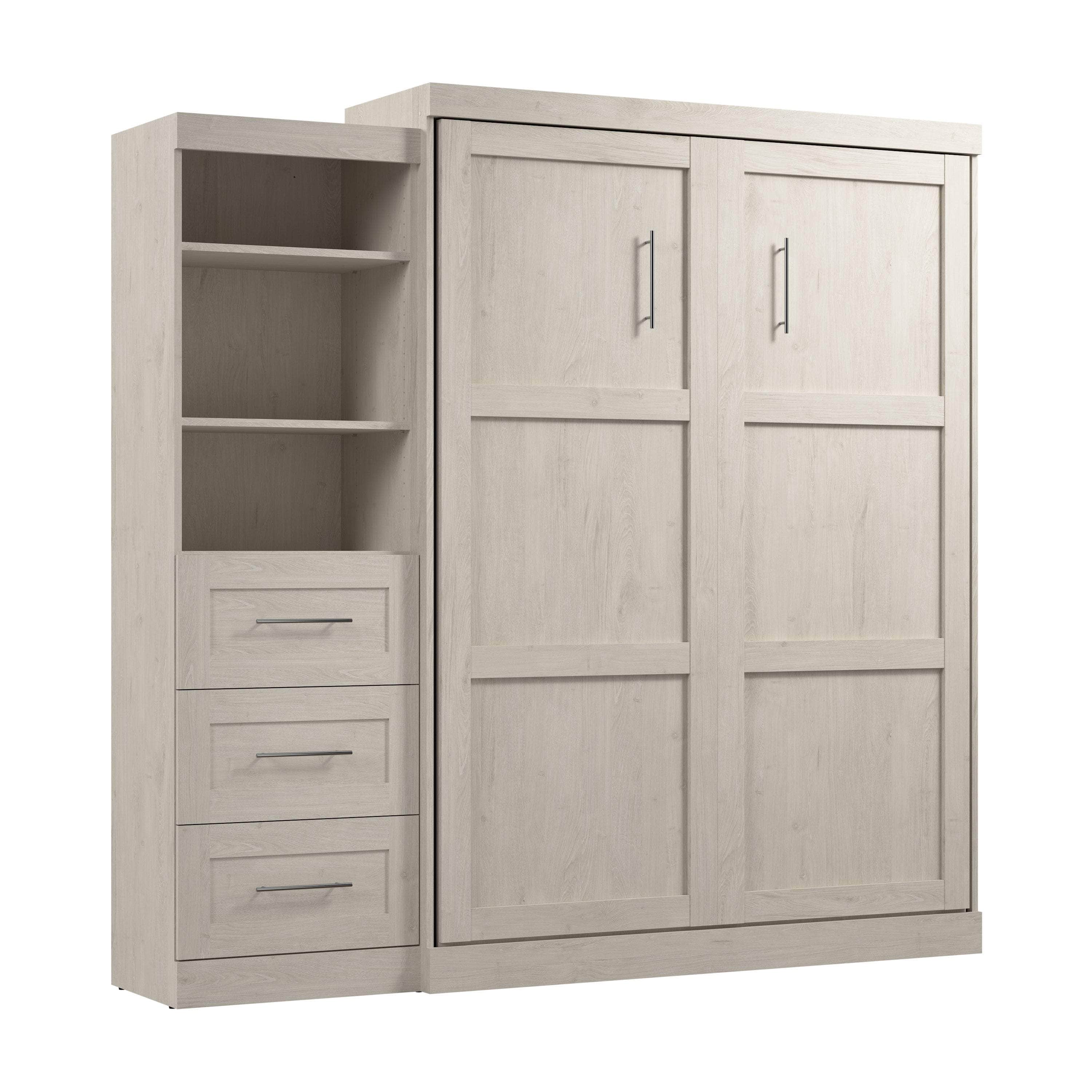 Queen Murphy Wall Bed with Storage Drawers - Space-Saving Foldable Bed for Small Rooms, Apartments & Guest Rooms (90