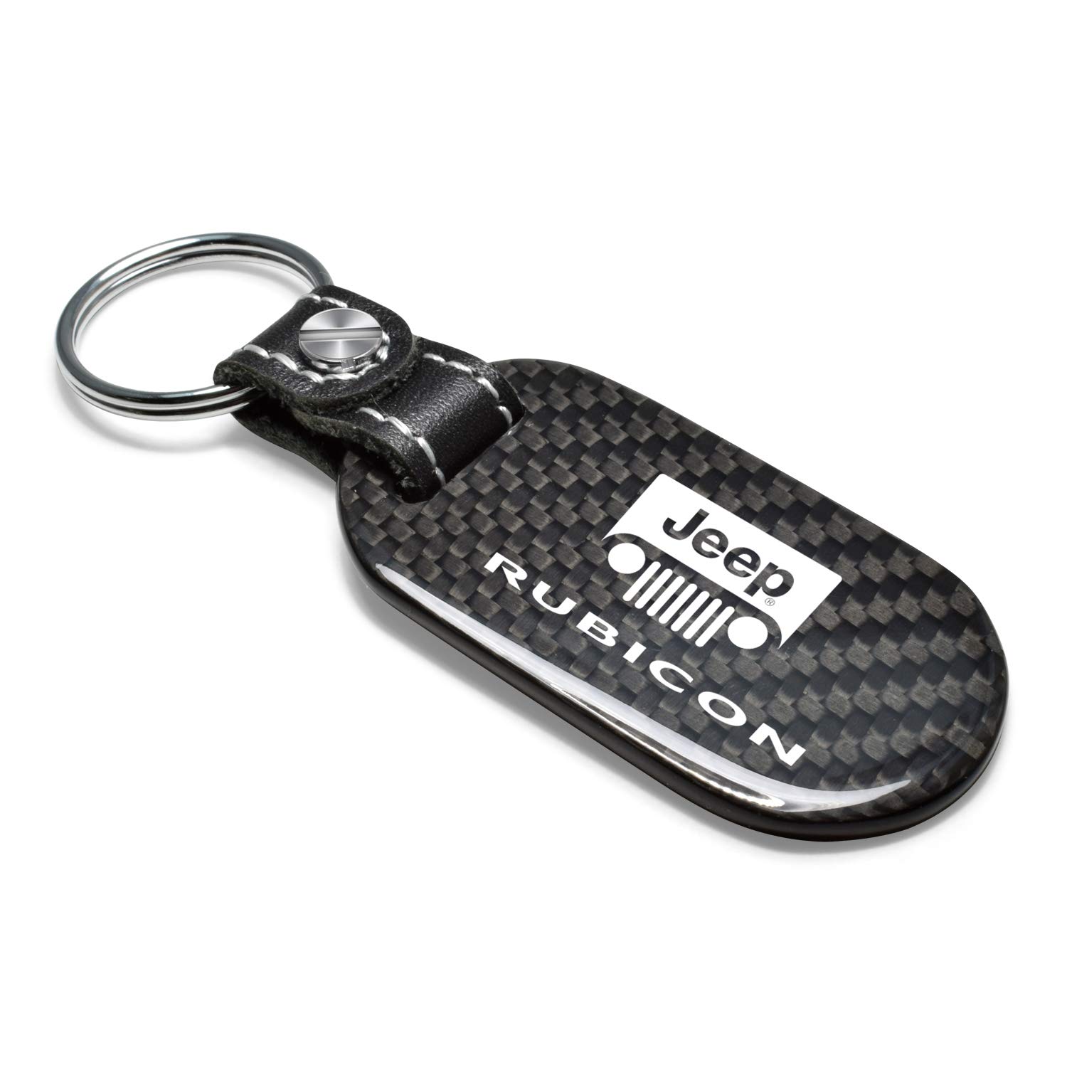 Jeep Wrangler Rubicon Key Chain - 100% Authentic Black Carbon Fiber Tag Style | Perfect for Jeep Owners & Off-Road Enthusiasts