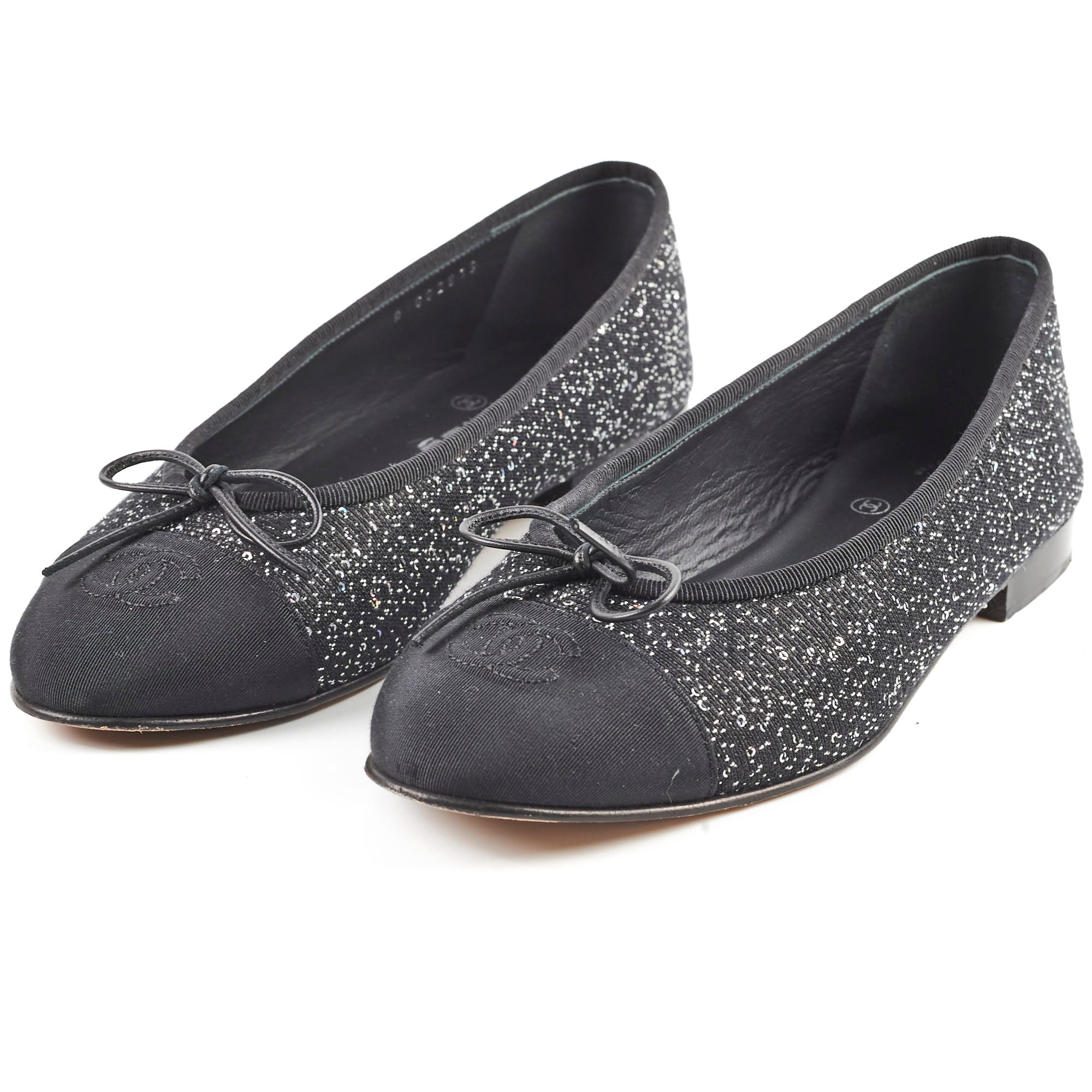 Chanel Black Sequin Ballet Flats for Women Size 40 - Elegant Evening Shoes for Parties & Special Occasions