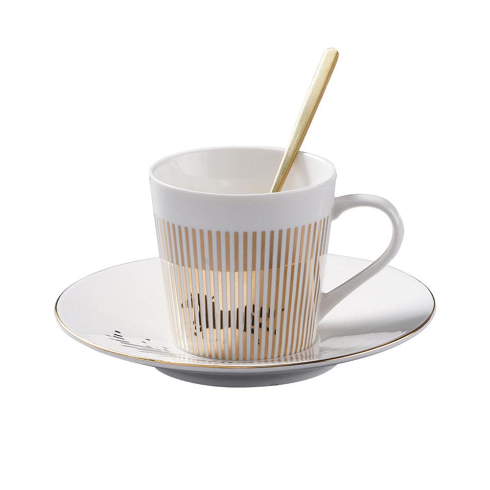 JINYISI Creative Mirror Reflection Coffee Mug & Saucer Set - Angled Mirror Cup with Animal Designs, Funny Ceramic Tea Cup for Home & Office Use - Perfect Gift for Coffee Lovers