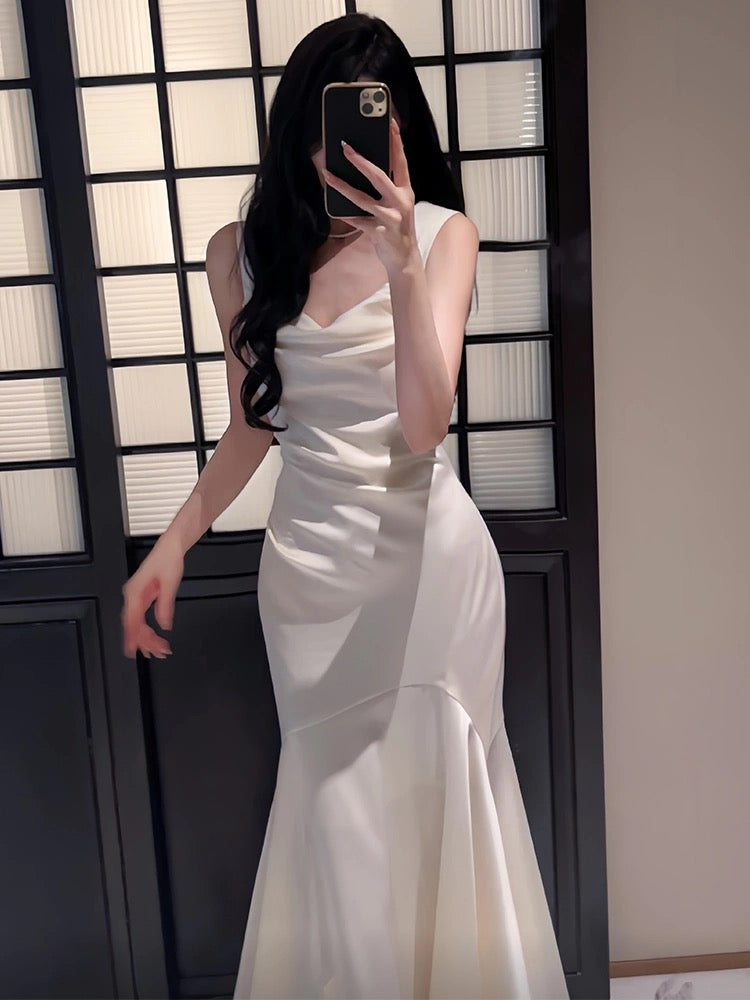 Elegant Mermaid Ivory Prom Dress Satin Birthday Party Gown J6527 - Perfect for Homecoming, Quinceañera, and Formal Evening Events