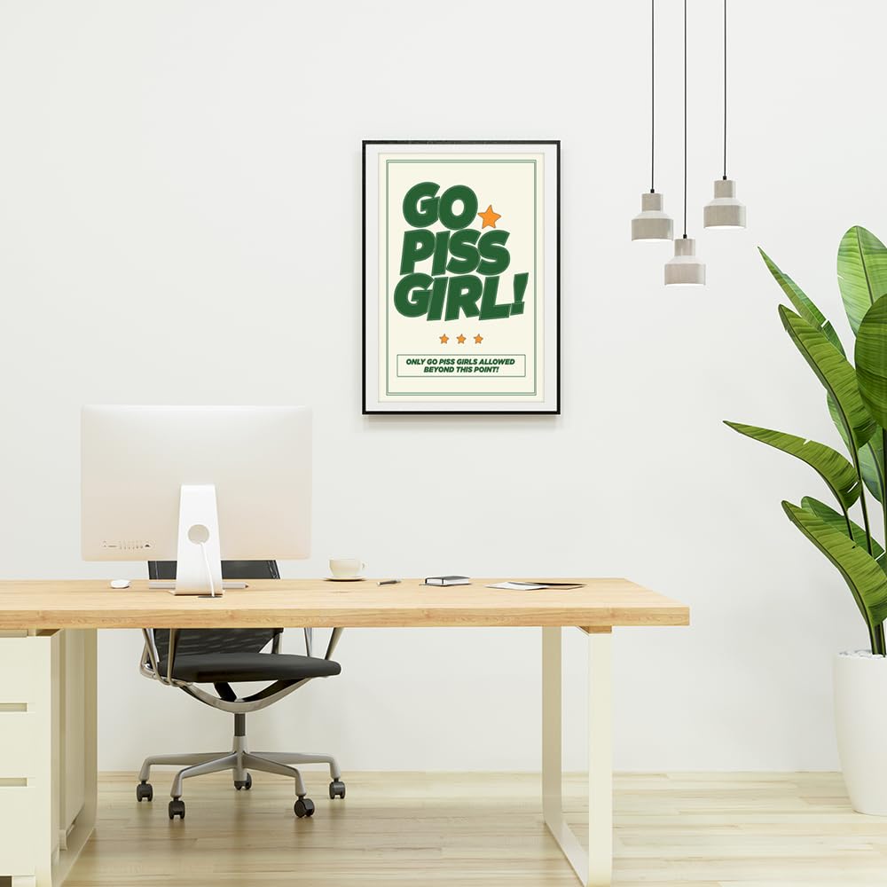 DFAIUY Go Piss Girl Art Print Poster - Funny Wall Decor for Girls Room, College Dorm, Apartment & Office - Unframed Canvas Art 12x16in - Perfect Gift for Women & Teens - Great for Home, Cafes, Pubs & Clubs