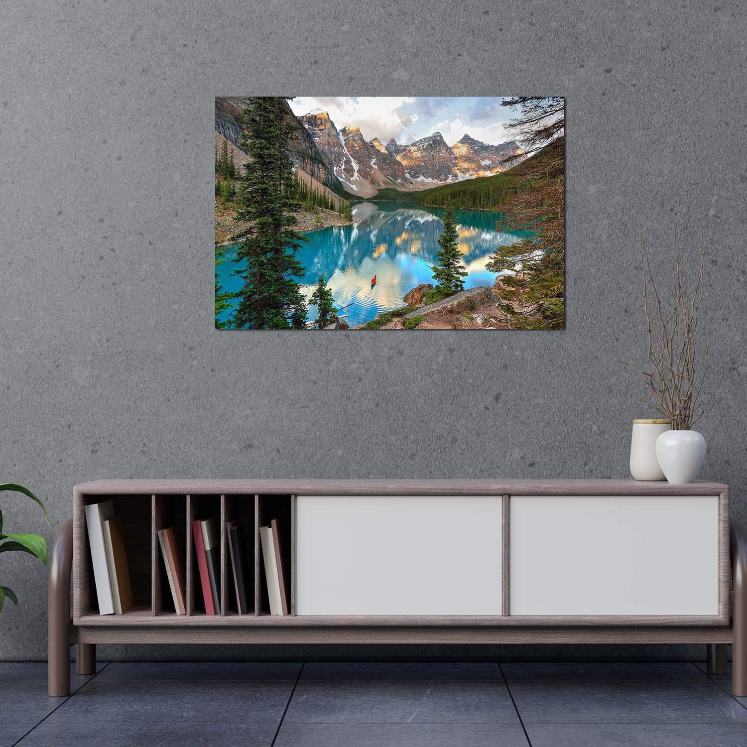 Startonight Acrylic Glass Wall Art - Stunning Lake Between Mountain Ridges Landscape Painting - 24