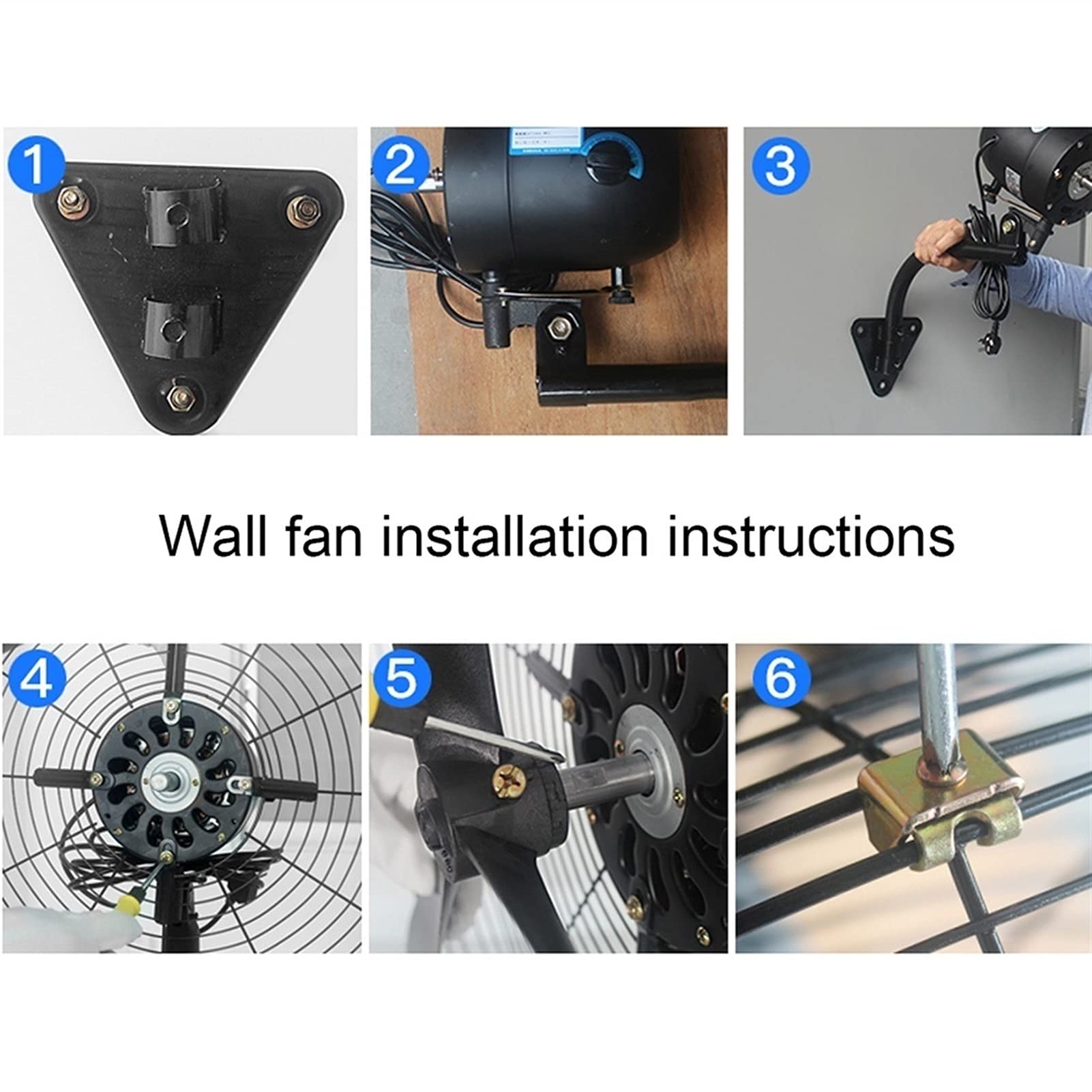YSJX 68cm Industrial Oscillating Wall Fan - 3 Speed Adjustable Metal Wall Mount Fan for Greenhouse, Supermarket, Factory, Garage & Home Use - Powerful Cooling for Hot Summer Days (Black)