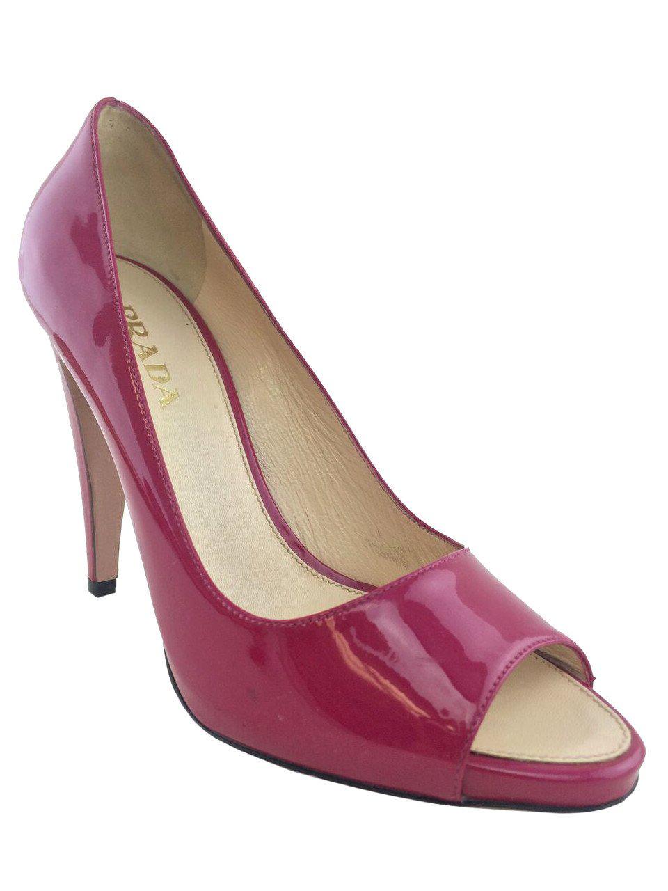 Prada Patent Leather Peep Toe Platform Pumps Women's Size 7.5 US | Luxury High Heels for Parties, Weddings & Evening Events