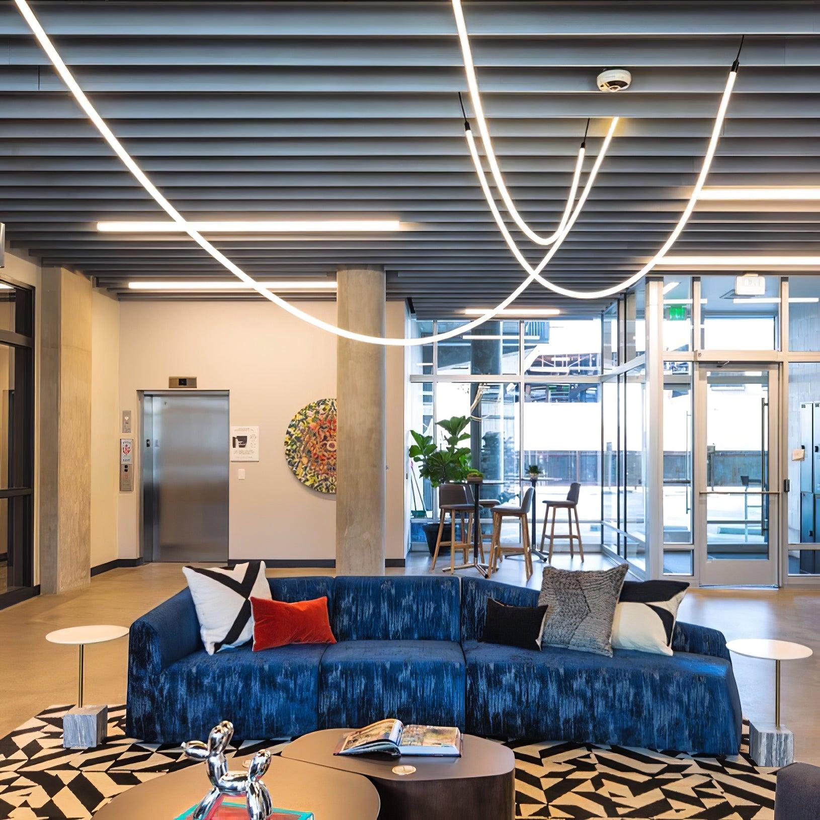 Modern Flexible Curve Pendant Lamp - Adjustable Hanging Light Fixture for Kitchen Island, Dining Room & Bedroom Lighting