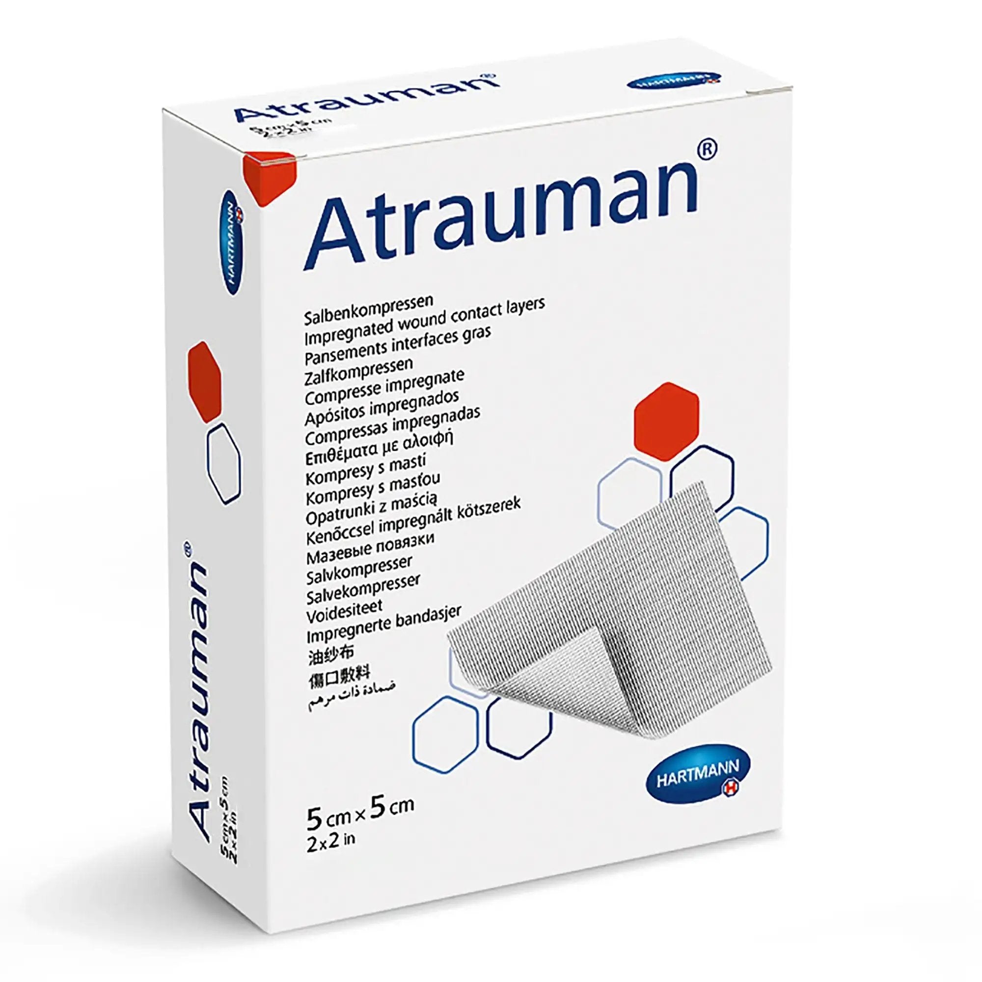 Atrauman Non-Adherent Wound Dressing 2x2 Inch (5x5cm) - Sterile Wound Contact Layer for Burns, Cuts & Post-Surgical Care - Gentle Protection for Sensitive Skin