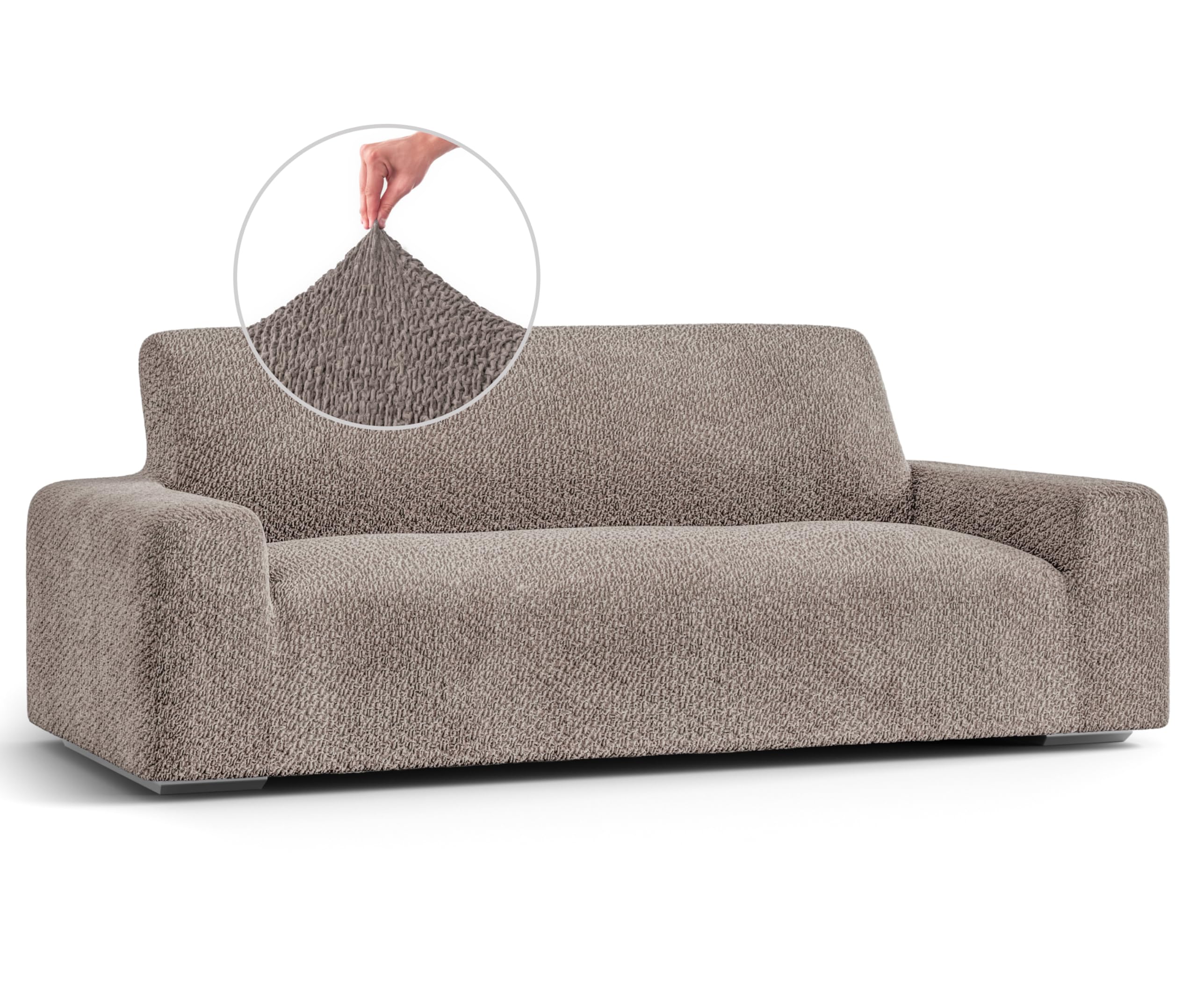 PAULATO BY GA.I.CO. Stretch Sofa Slipcover - Velvet Couch Cover Protector - Soft Polyester Fabric 1-Piece Washable Sofa Cover for Pets - Brown | Perfect for Living Room, Family Room & Pet-Friendly Homes