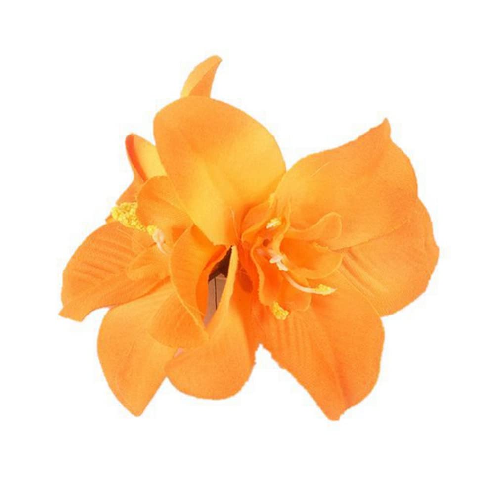 5PCS Butterfly Orchid Hair Clips - Double Hawaiian Flower Hair Accessories for Women, Party, Beach, Wedding & Tropical Fancy Dress (Perfect for Summer Vacations, Bridal Showers & Luau Themed Events)