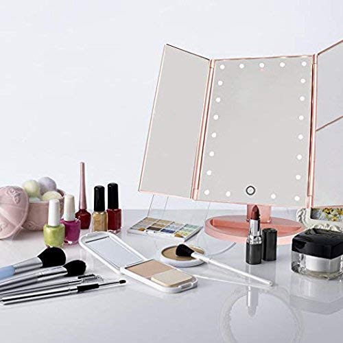 3X Magnification LED Vanity Mirror - Touch Screen, Adjustable for Travel & Makeup