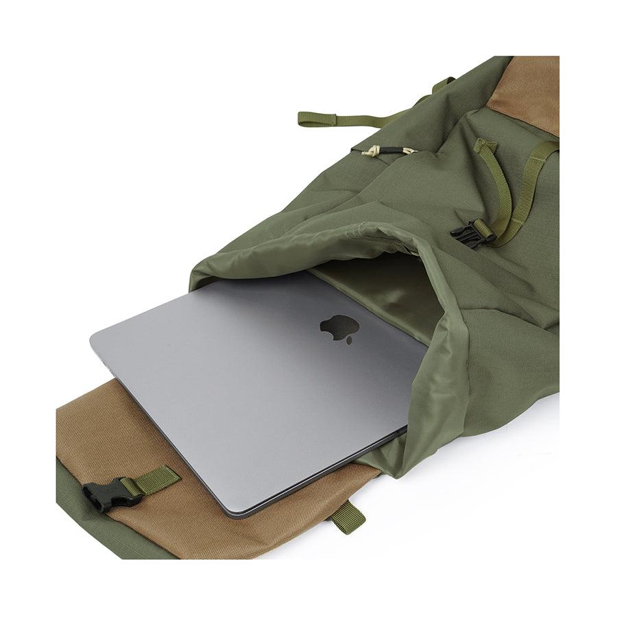 HELLOLULU Saro Utility Flap Backpack - Durable Molive Drab Tactical Backpack for Hiking, Travel & Outdoor Adventures