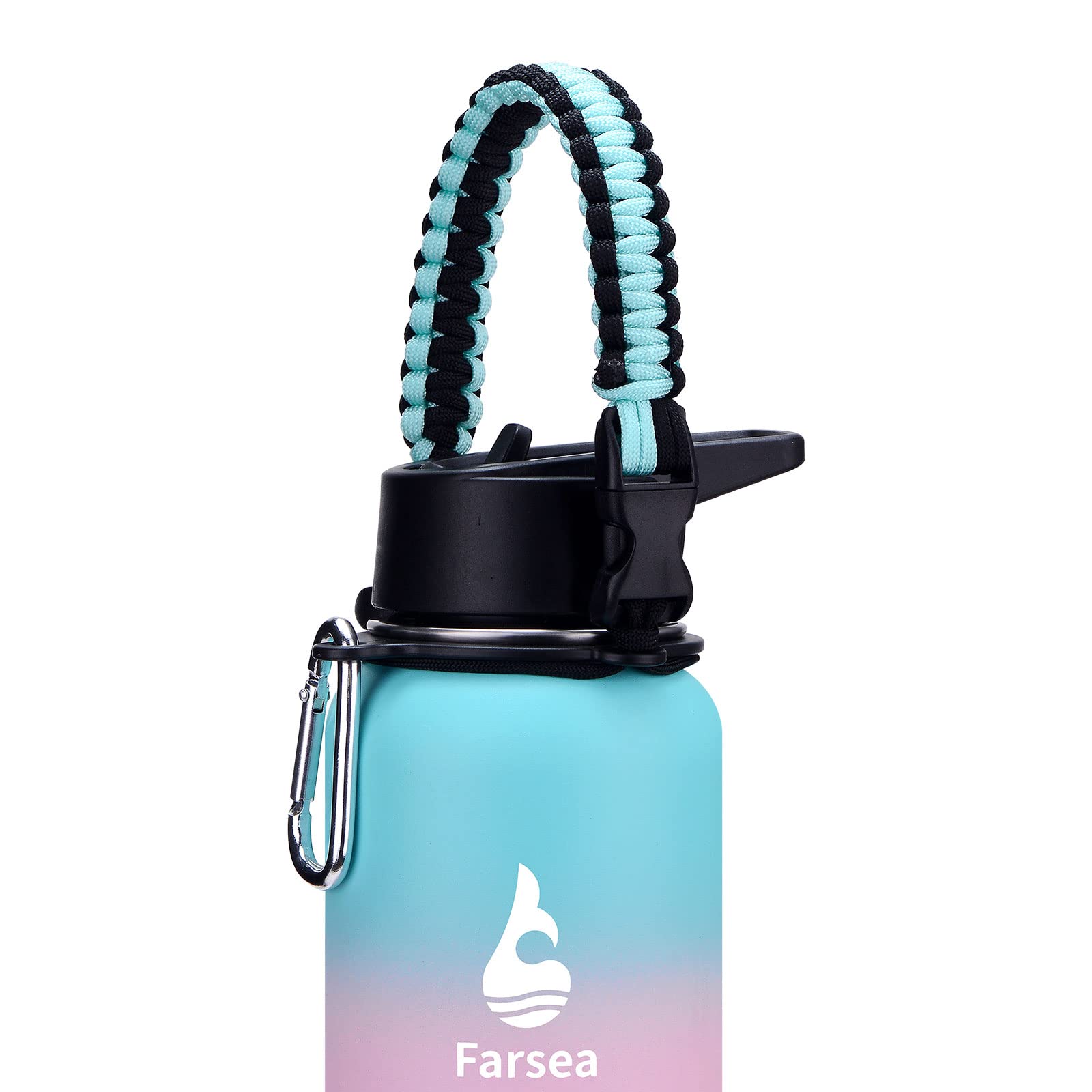 Farsea Insulated Water Bottle with Paracord Handle - Leakproof Stainless Steel Thermos for Hiking, Camping & Outdoor Adventures