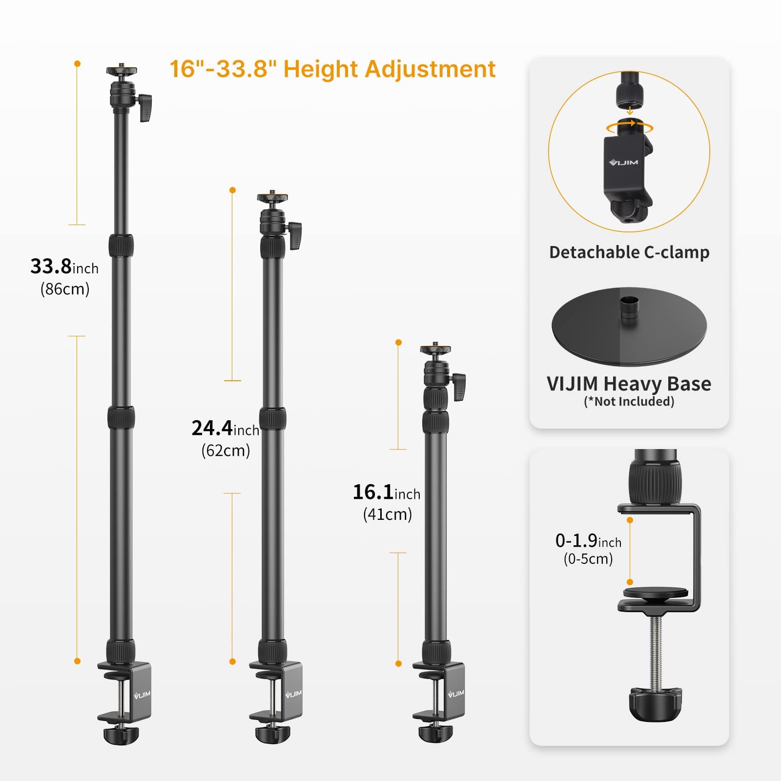 VIJIM LS11 Camera Desk Mount with Auxiliary Holding Arm + ULANZI Flexible Desk Mount Stand - Perfect for Live Streaming, Vlogging & Video Conferencing