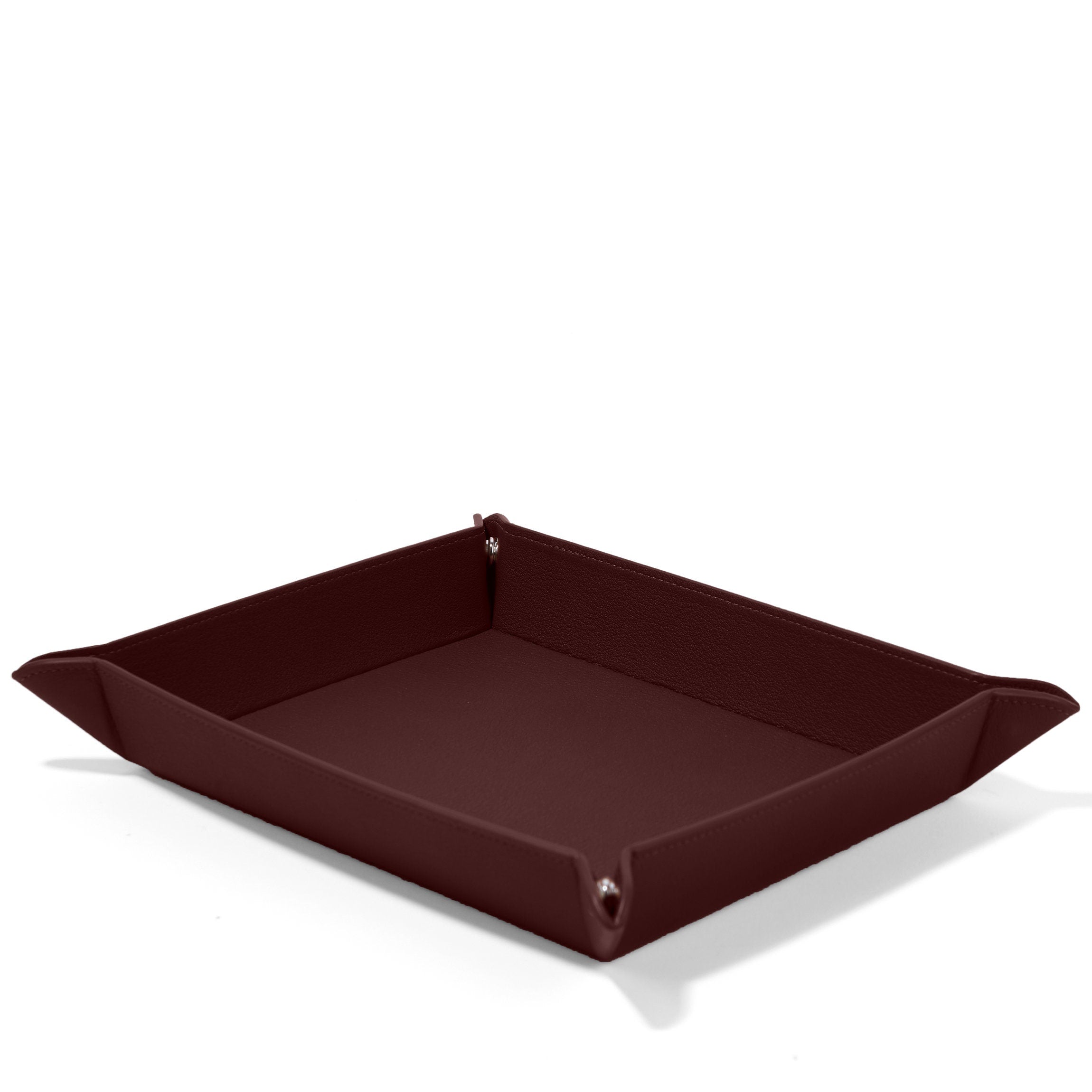 Premium Rectangle Valet Tray - Bordeaux Leather Organizer for Keys, Wallet & Jewelry | Stylish Entryway & Nightstand Storage Solution