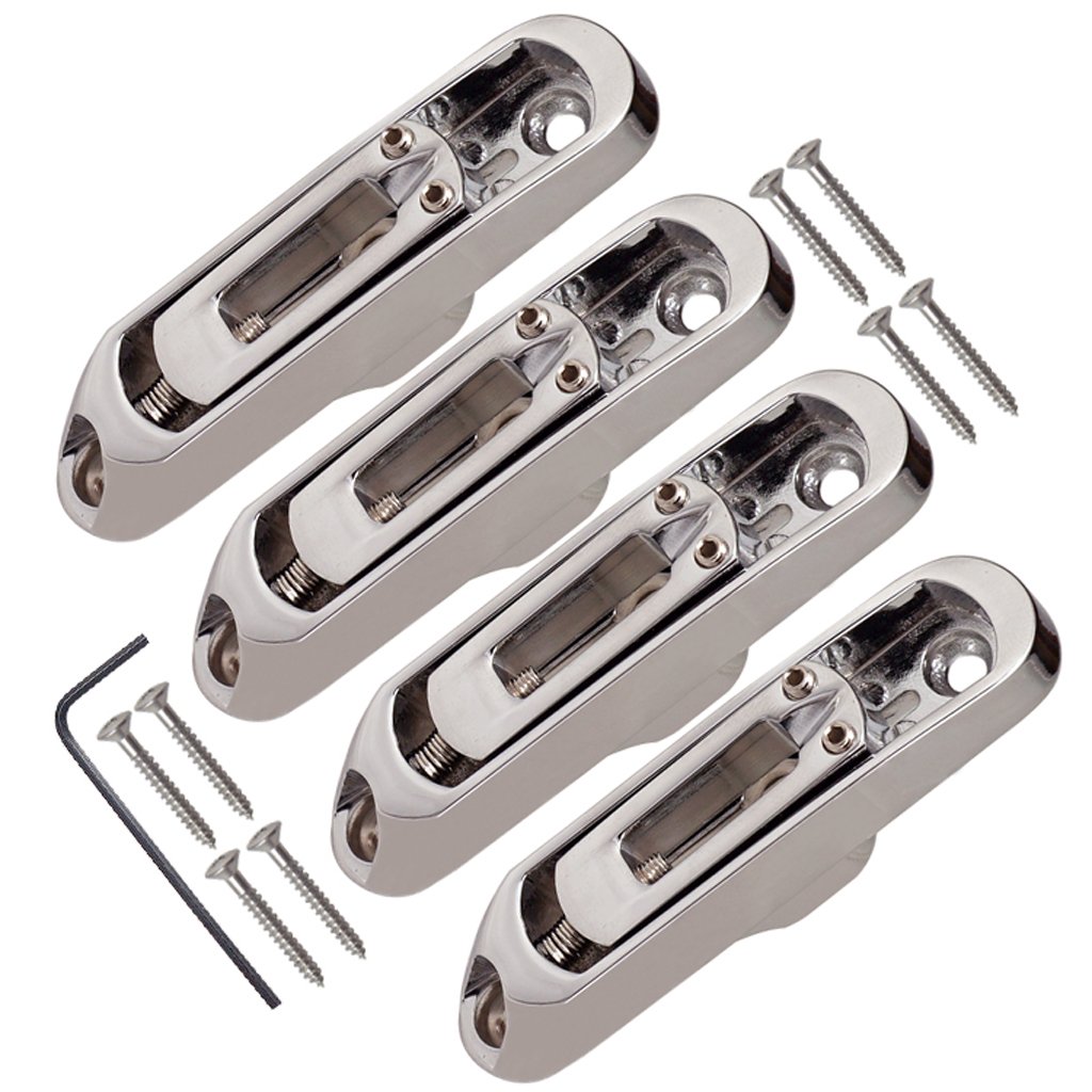 LoveinDIY 4-String Electric Bass String Bridge Set - Chrome with Screws for Enhanced Tone & Stability | Perfect for DIY Guitar Repair & Upgrades
