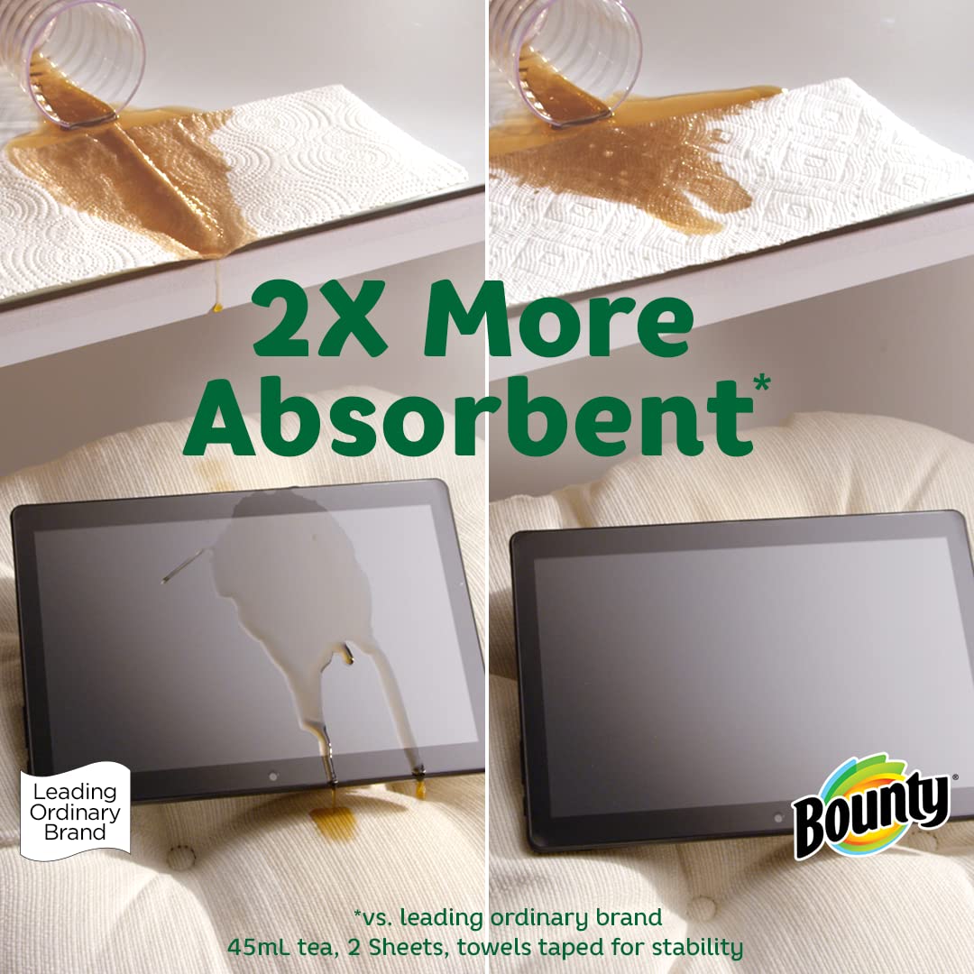 Bounty Select-A-Size Paper Towels, White, 2 Double Plus Rolls (Equivalent to 5 Regular Rolls) | Quick Absorbing Kitchen Towels for Spills, Cleaning & Household Use