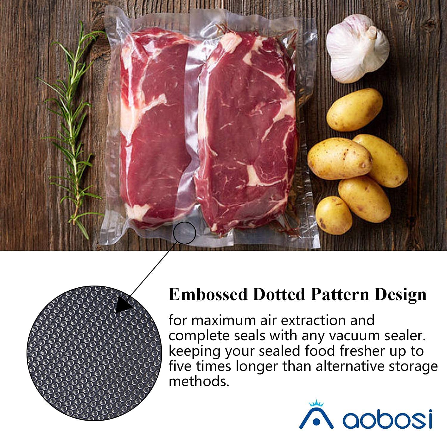 Aobosi BPA-Free Reusable Vacuum Sealer Bags 2 Pack (20cm x 6m & 28cm x 6m) - Eco-Friendly Food Storage for Sous Vide, Meal Prep & Vacuum Sealing Machines | LFGB Certified & Recyclable