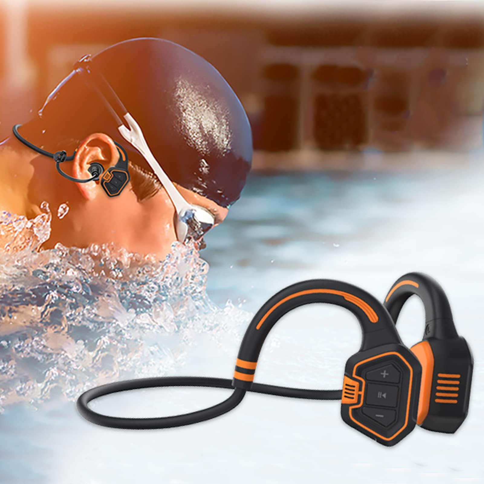 2022 Upgraded ElecPjf Wireless Bone Conduction Headphones - IP68 Waterproof & Sweatproof, Bluetooth 5.1, Built-in 16GB MP3 Player - Perfect for Swimming, Running, Cycling, Workouts, Hunting & Outdoor Sports