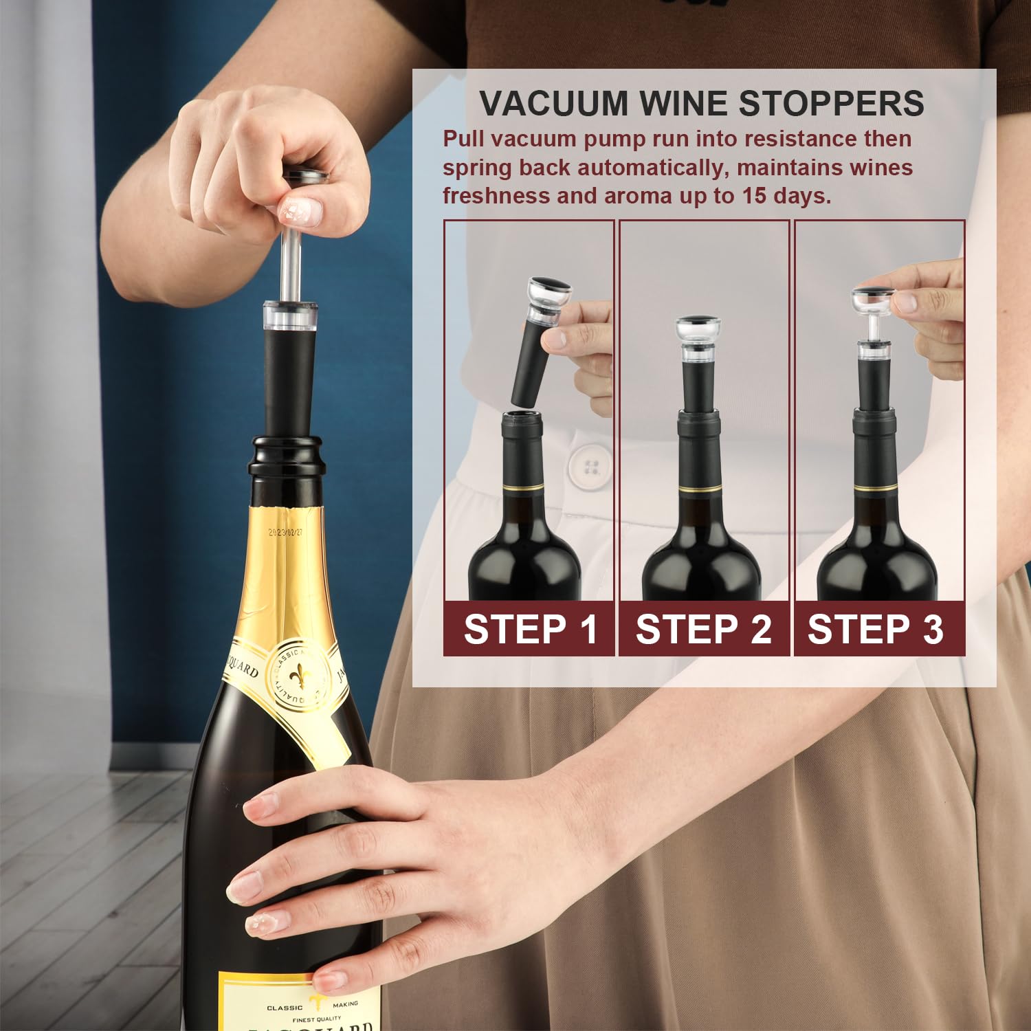 Premium Wine Aerator Pourer Spout & Vacuum Pump Stopper Set - Enhances Flavor & Aroma, No Drip No Spill - Perfect for Red Wine Decanting, Gift Accessories & Bottle Preservation (Great for Dinner Parties & Wine Tasting Events)