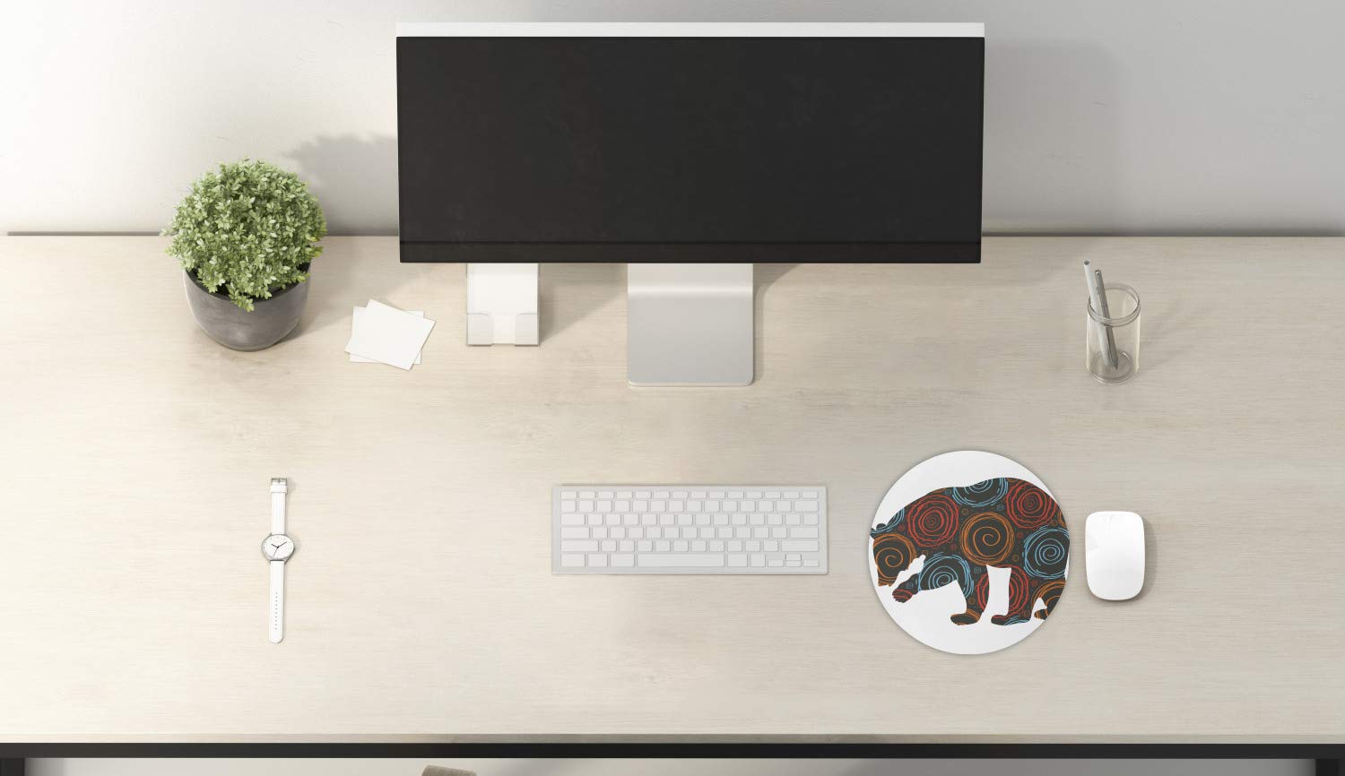 Ambesonne Round Non-Slip Gaming Mouse Pad - 8