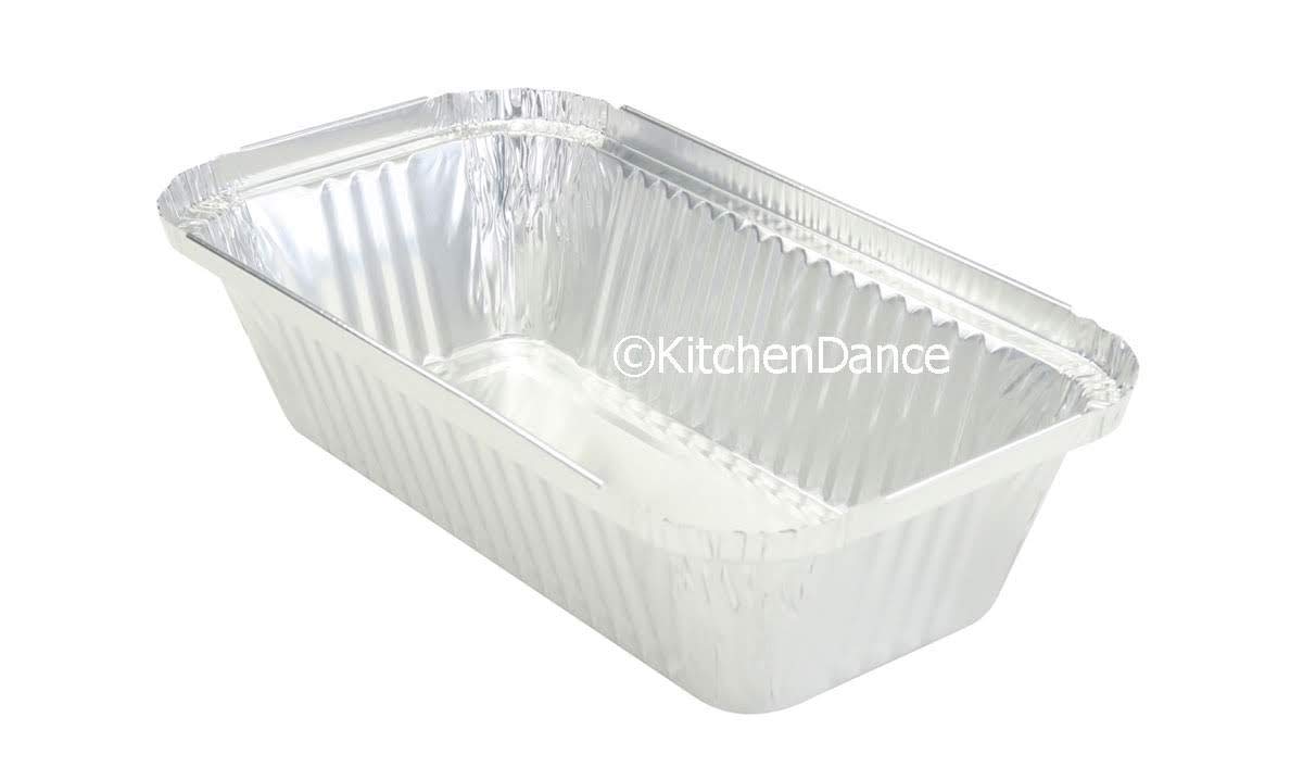 KitchenDance Disposable Aluminum Loaf Pans with Lids - 1.5 lb Rectangular Foil Baking Pans for Cakes, Cobblers & Food Storage - Heavy Duty 1650 Silver Pans (Pack of 500) - Perfect for Home Baking, Meal Prep & Party Catering