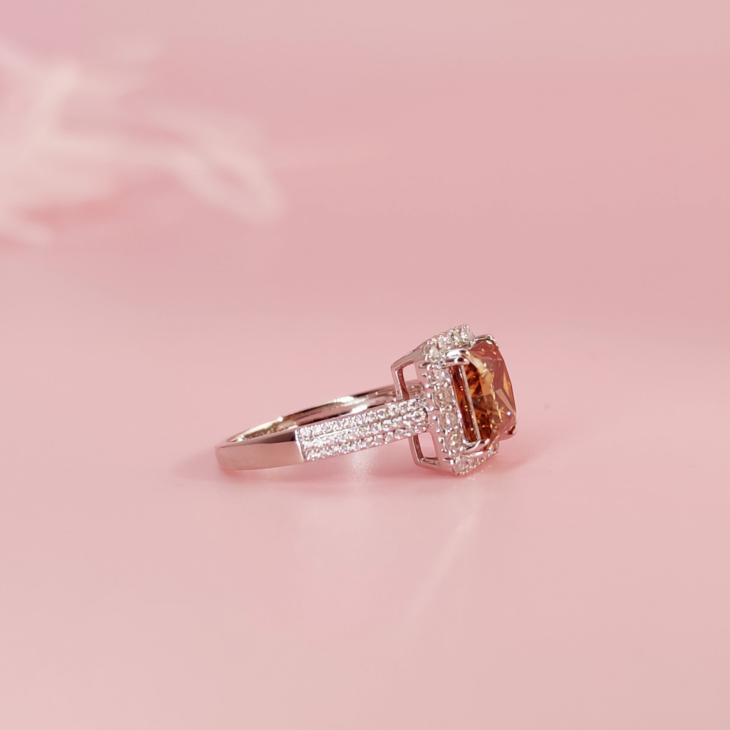 Princess Cut Moissanite Ring in Amber Dusk - Elegant Ashes Jewelry for Women | Perfect for Weddings, Anniversaries & Special Occasions