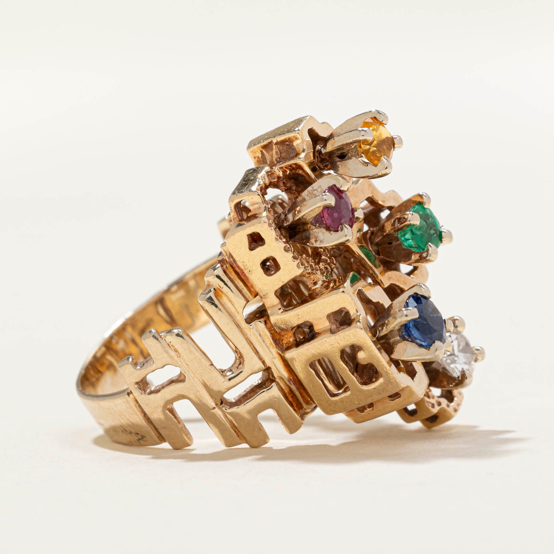 Multi Gemstone Abstract Cocktail Ring - 0.20ct Natural Gemstones - Size 7 - Elegant Statement Jewelry for Evening Parties & Special Occasions