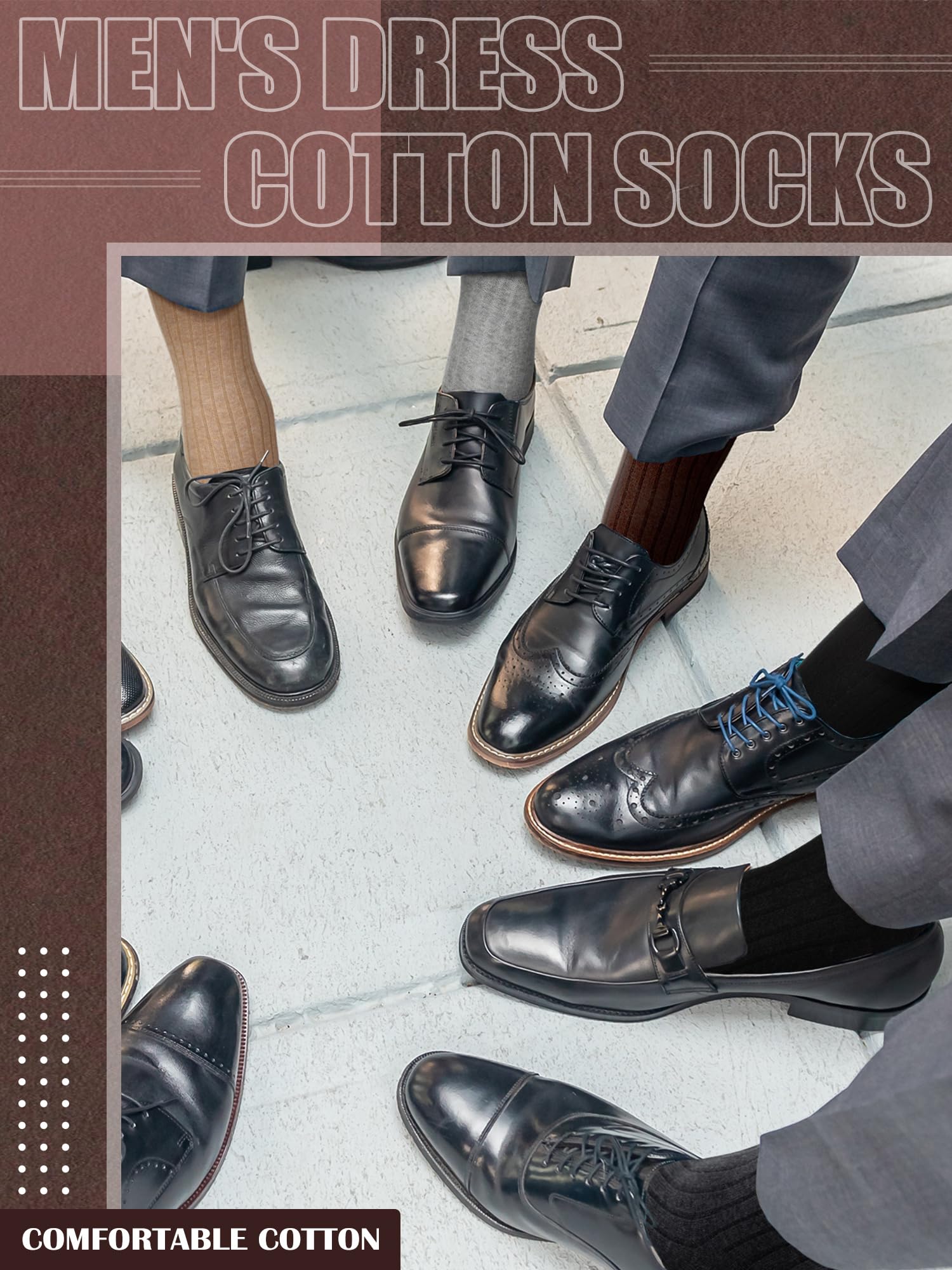8 Pairs Men's Cotton Crew Socks Size 10-13 - Soft Business Casual Dress Socks for Men, Dad & Grandpa - Perfect for Office, Wedding & Daily Wear